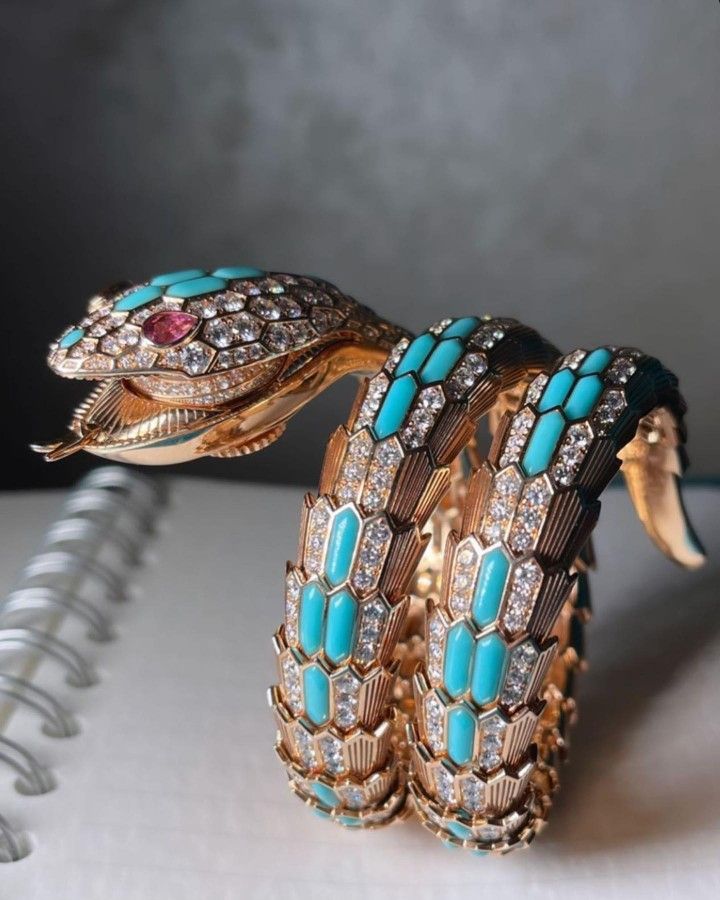 luxury serpent inspired diamond & turquoise enamel watch luxury serpent inspired diamond & turquoise enamel watch