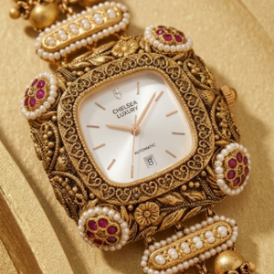 kashmiri vintage gold bracelet watch for women