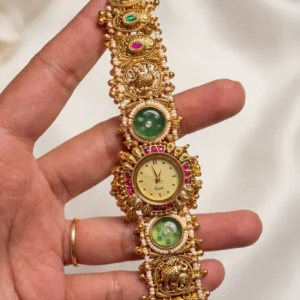green stone heritage kashmiri bridal watch free size (adjustable)