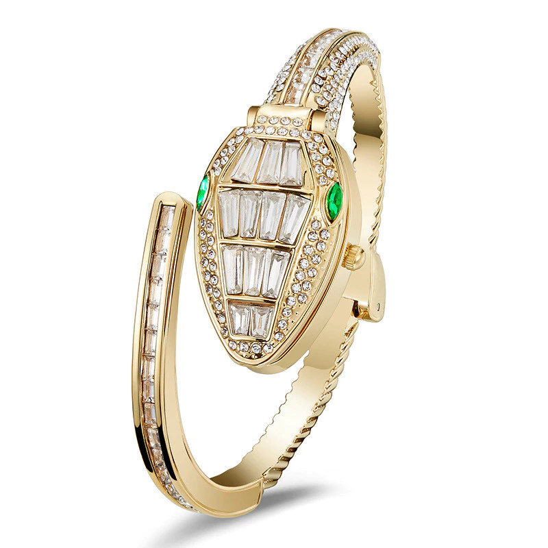 luxury crystal serpentine watch & bracelet set for women luxury crystal serpentine watch & bracelet set for women